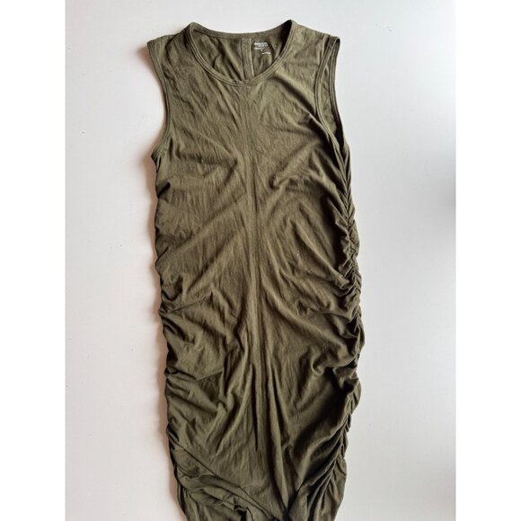 MAJESTIC FILATURES Deluxe Tee Green Cotton Jersey Ruched Tank Dress, Size 4/L - Picture 5 of 13